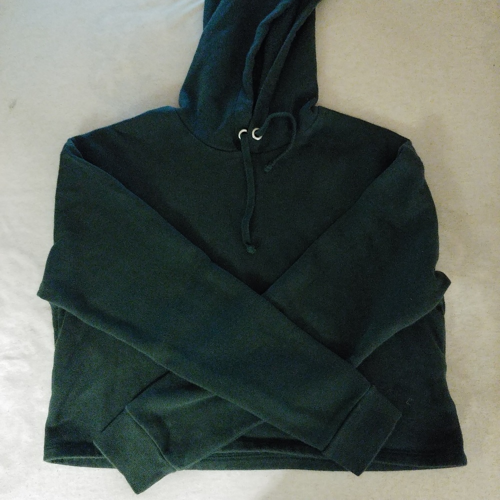 H&M Cropped Green Hoodie